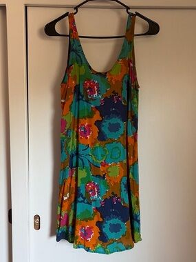 Ultra Violette Vibrant Floral Scoop Neck Dress - Multi